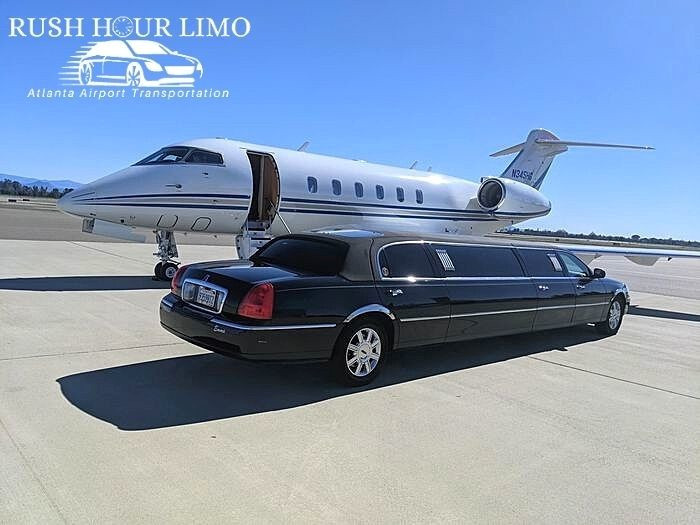 Lincoln Stretch Limousine Black with Private jet plane