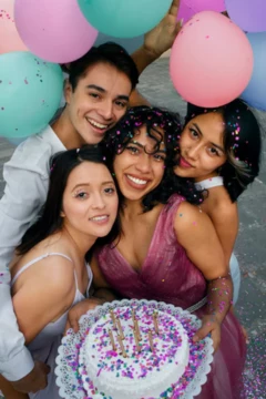 A group of friends celebrating birthday